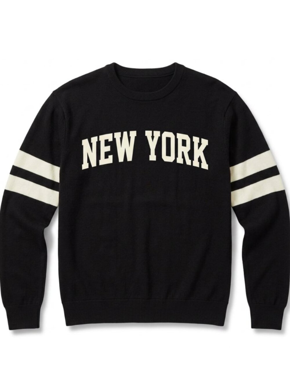 Men's New York Crewneck Sweatshirt Black Varsity Stripe Graphic Pullover S-3XL